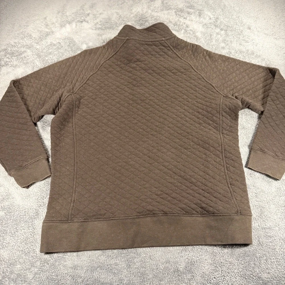 Eddie Bauer Mens Quilted Snap Pullover Brown Diamond‎ Stitch Mock Neck Size M
